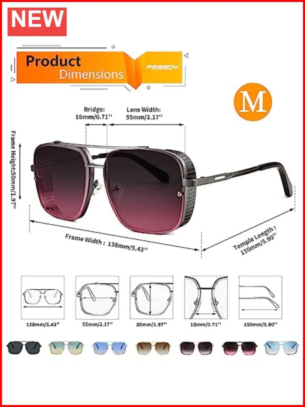 Vintage Square Steampunk Metal Sunglasses UV400 Shield Driving Fishing